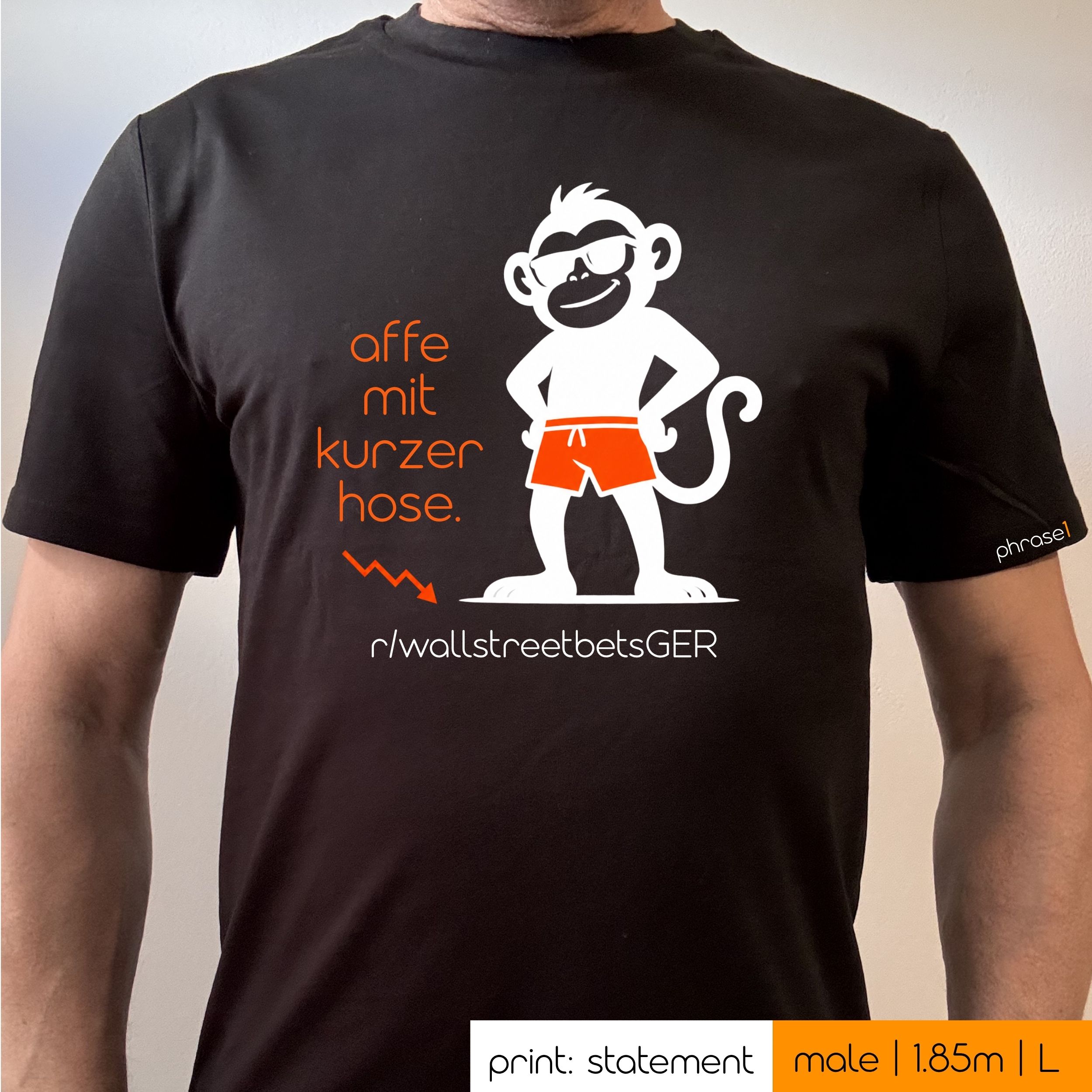 Premium T-Shirt mit Spruch "affe mit kurzer hose." und visual Affe Premium T-Shirt mit Spruch "affe mit kurzer hose." und visual Affe