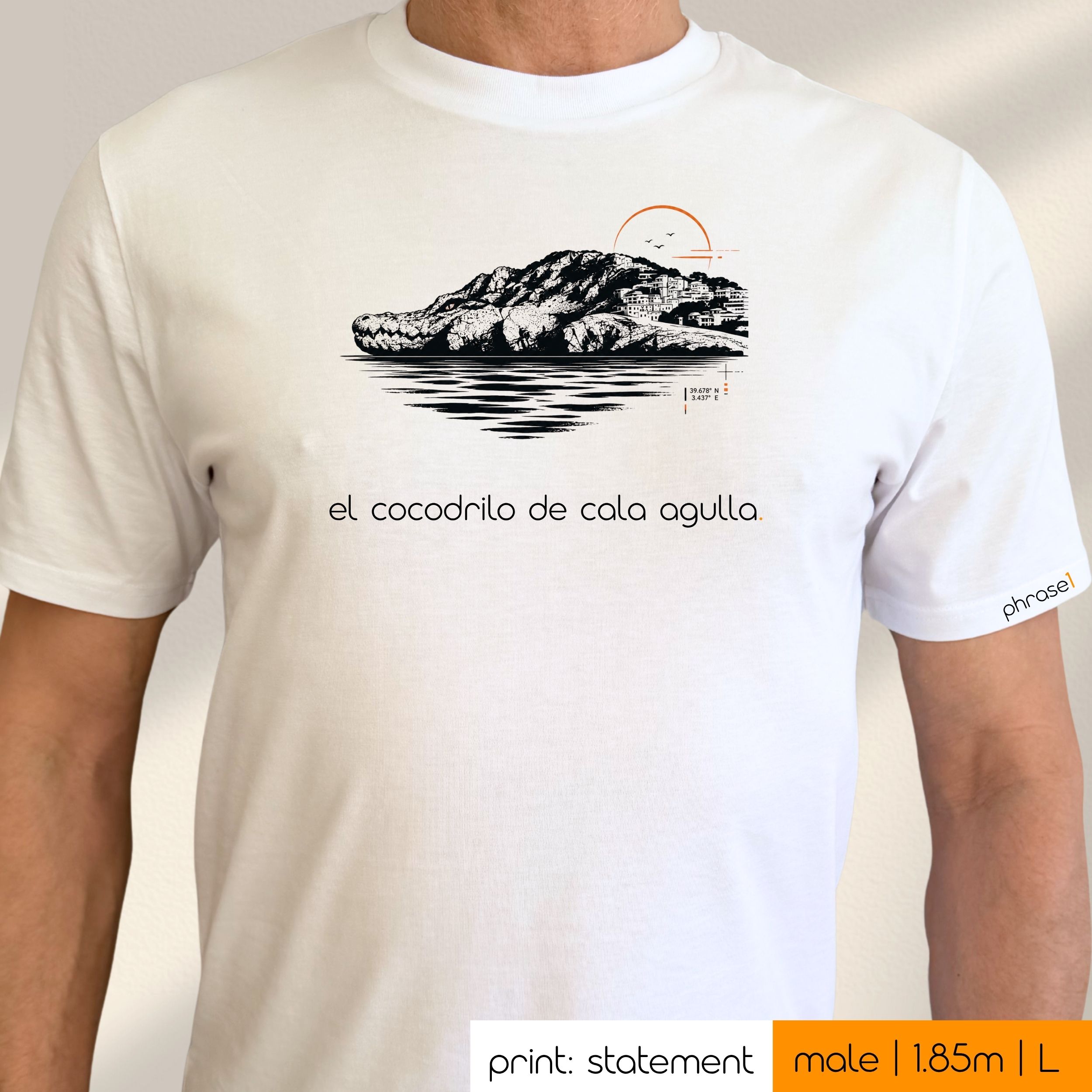 Premium T-Shirt mit Spruch "el cocodrilo de cala agulla." und Visual Krokodil Premium T-Shirt mit Spruch "el cocodrilo de cala agulla." und Visual Krokodil
