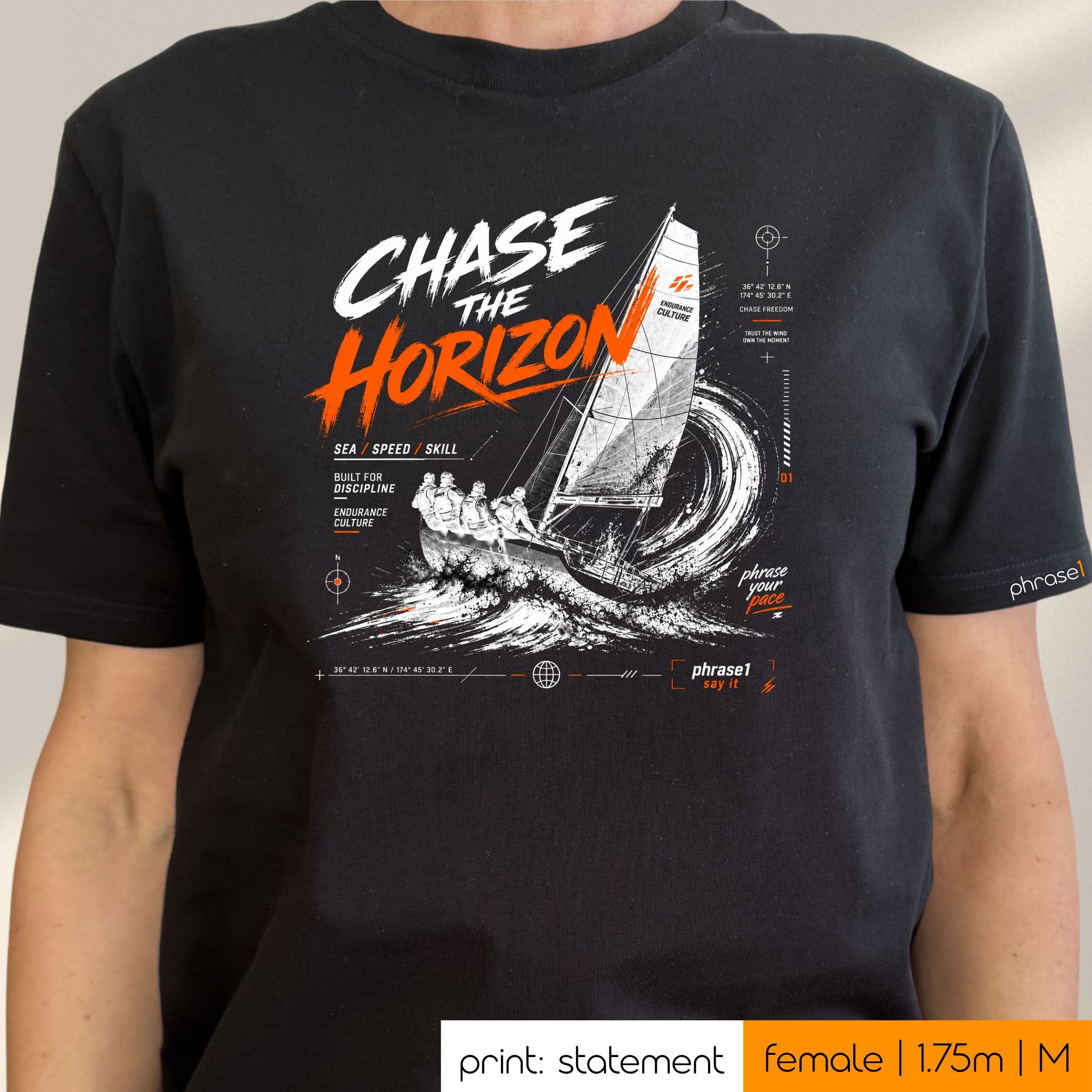 Premium T-Shirt mit Visual "chase the horizon" p1 urban streetwear Premium T-Shirt mit Visual "chase the horizon" p1 urban streetwear