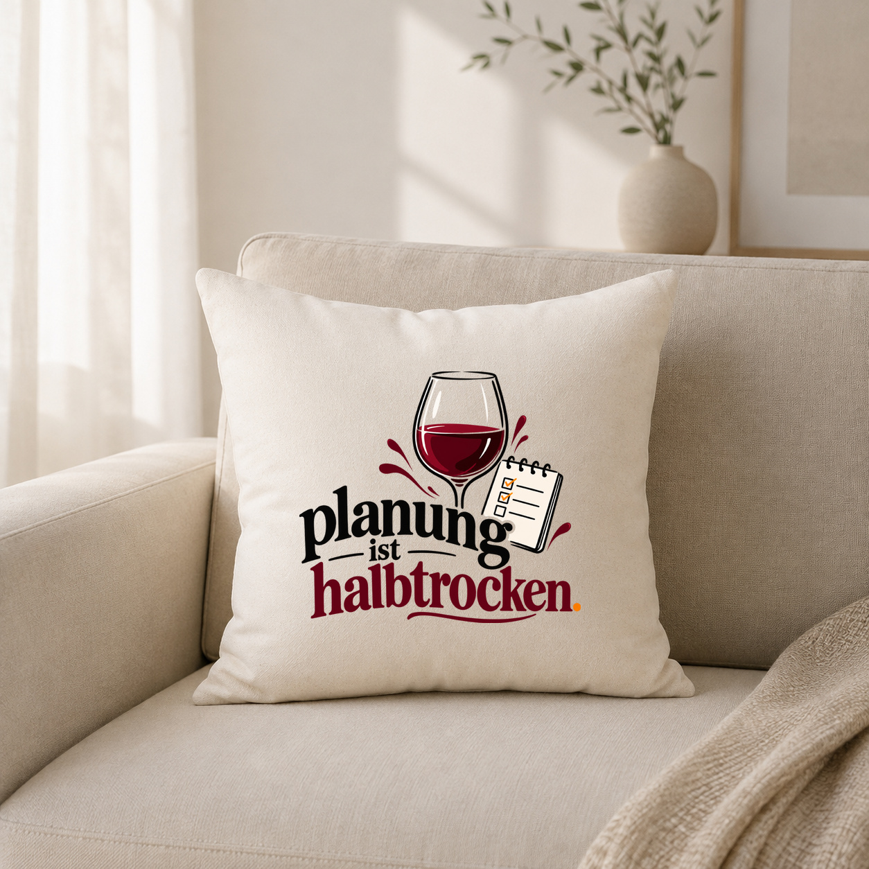 Kissenhülle "planung ist halbtrocken."
