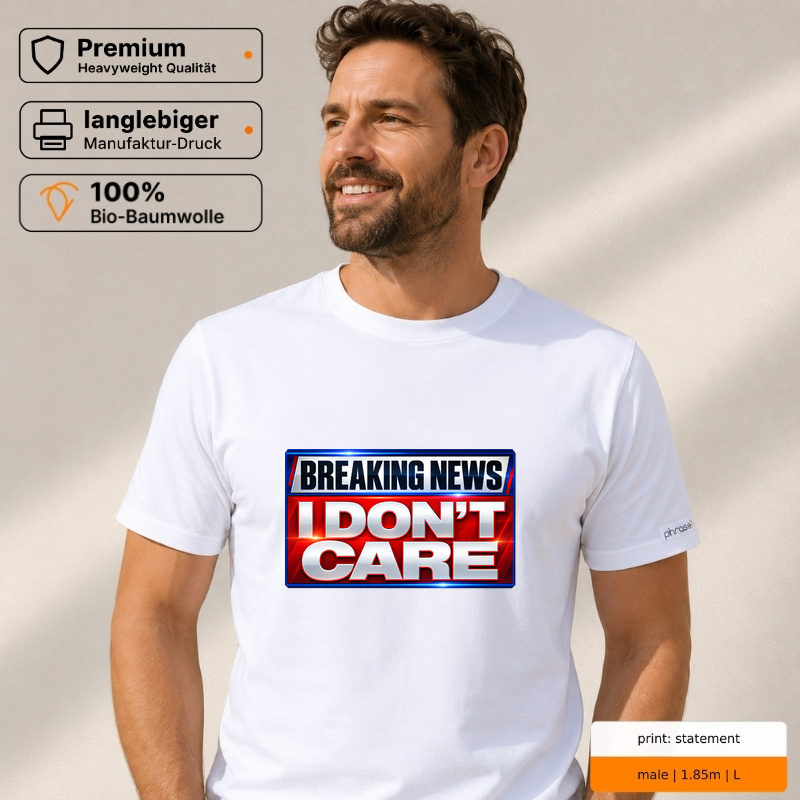 Premium T-Shirt "Breaking News: I don't care." Premium T-Shirt "Breaking News: I don't care."