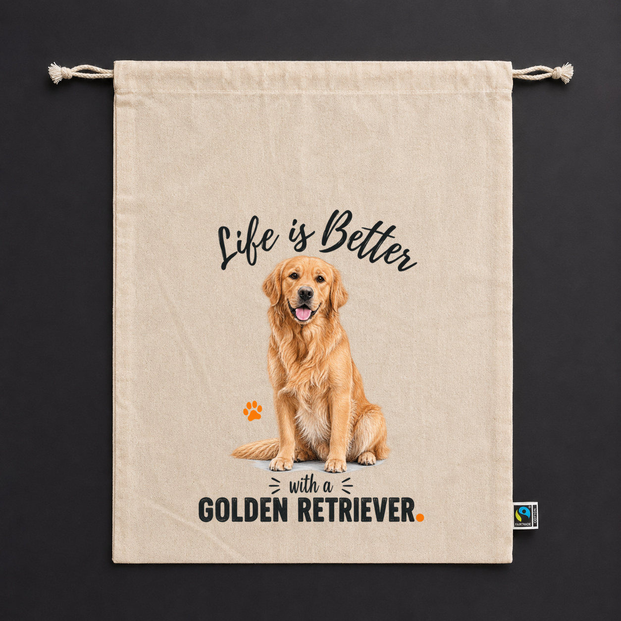Life is Better with a Golden Retriever Zuziehbeutel