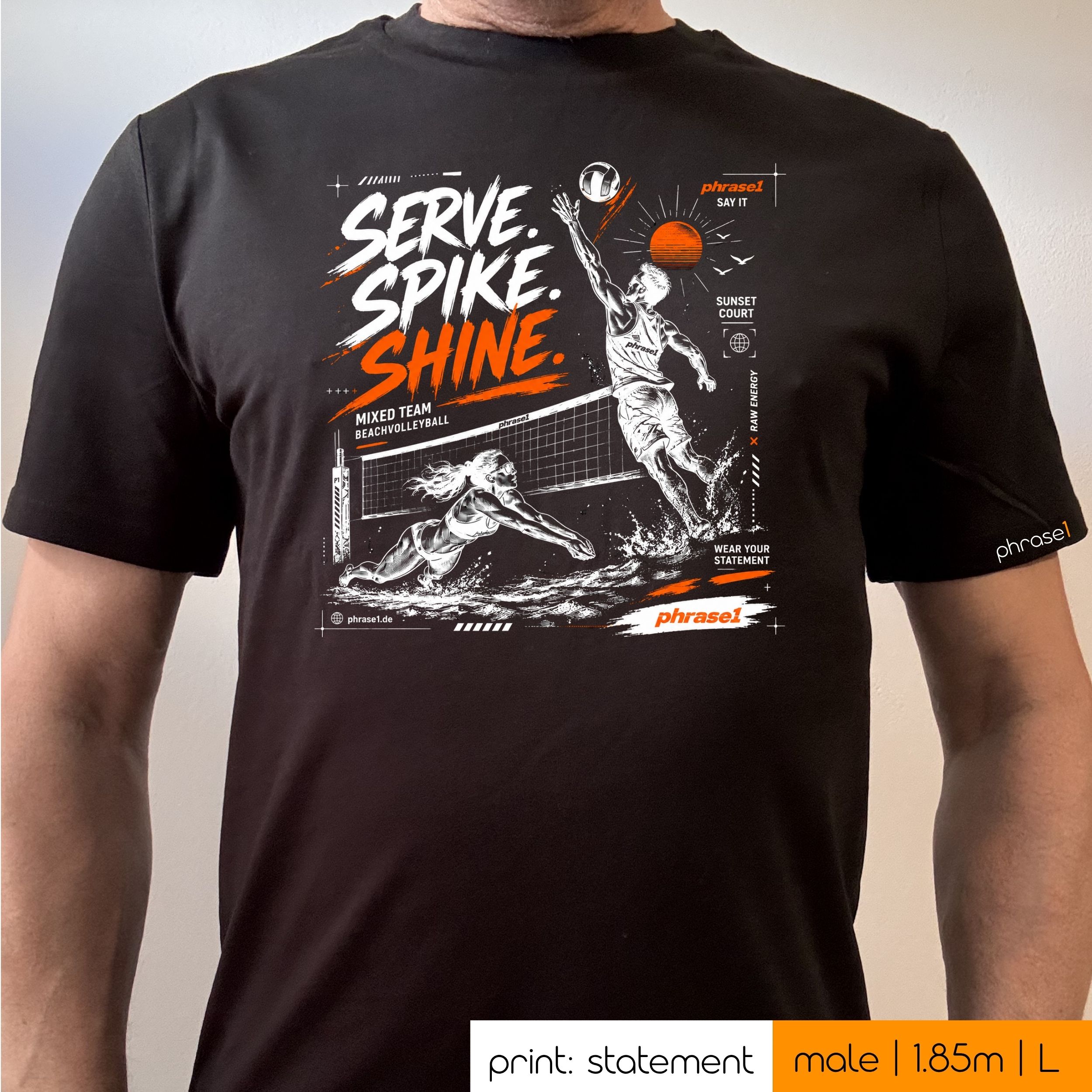Premium T-Shirt mit Visual "p1 urban sporstwear - sand court energy." Premium T-Shirt mit Visual "p1 urban sporstwear - sand court energy."