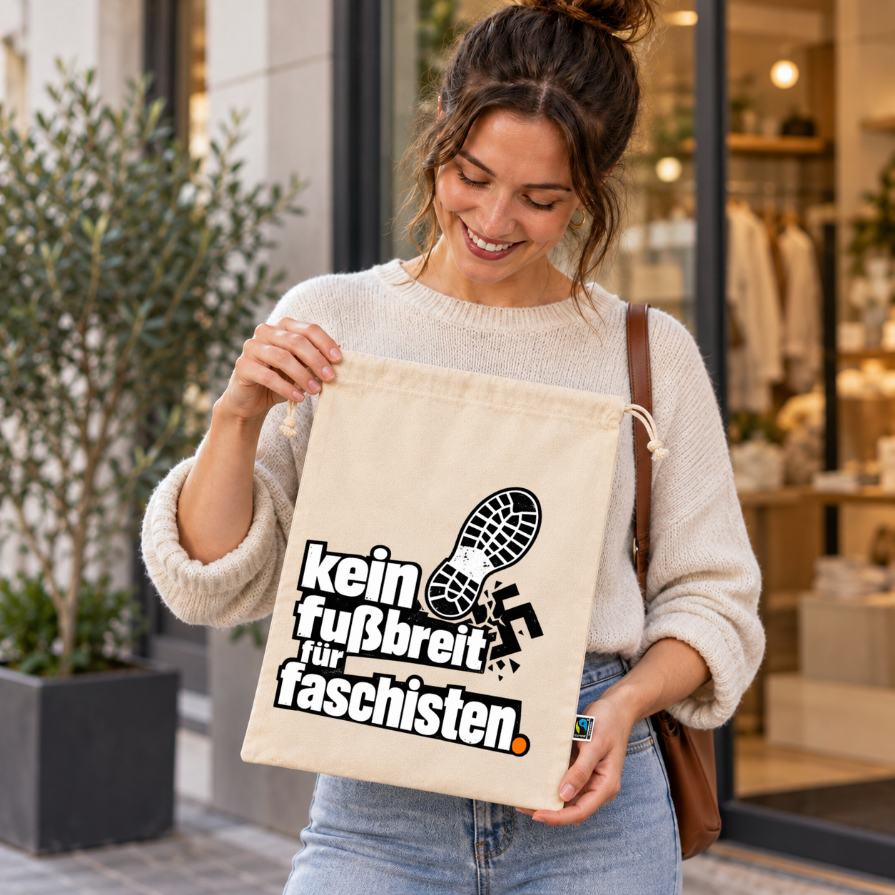 Zuziehbeutel „kein fußbreit für faschisten.“ Zuziehbeutel „kein fußbreit für faschisten.“