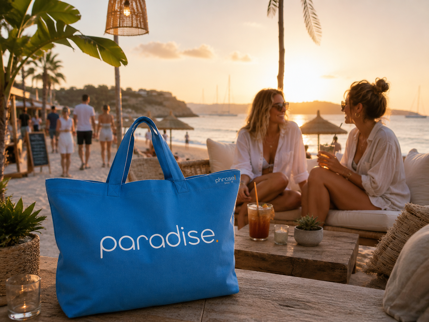 Premium Shopper mit Spruch „paradise." Premium Shopper mit Spruch „paradise."