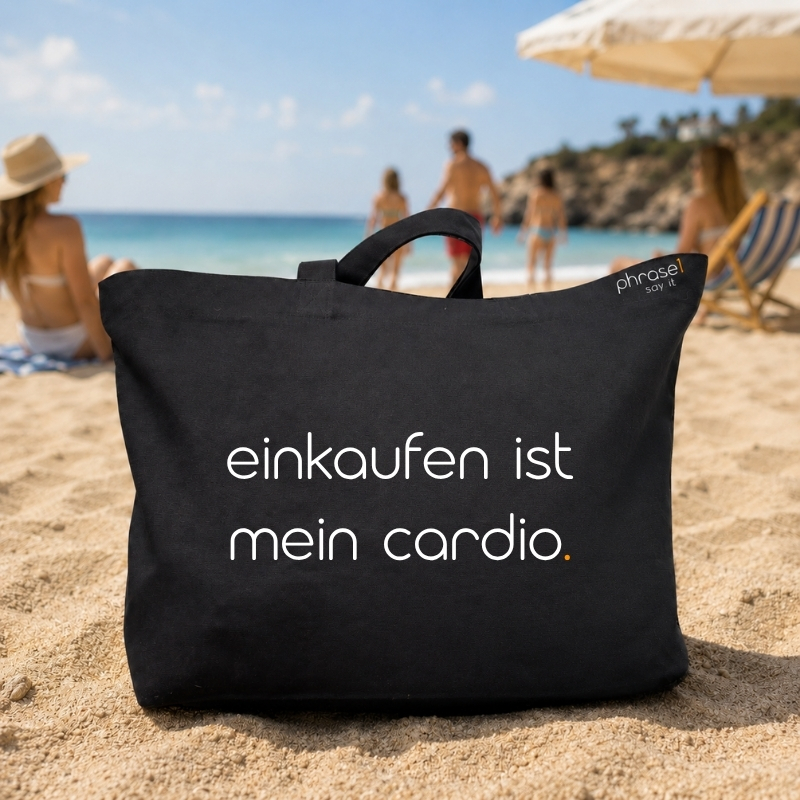 Beach Bag / Big Shopper mit „einkaufen ist mein cardio.“ Statement Beach Bag / Big Shopper mit „einkaufen ist mein cardio.“ Statement