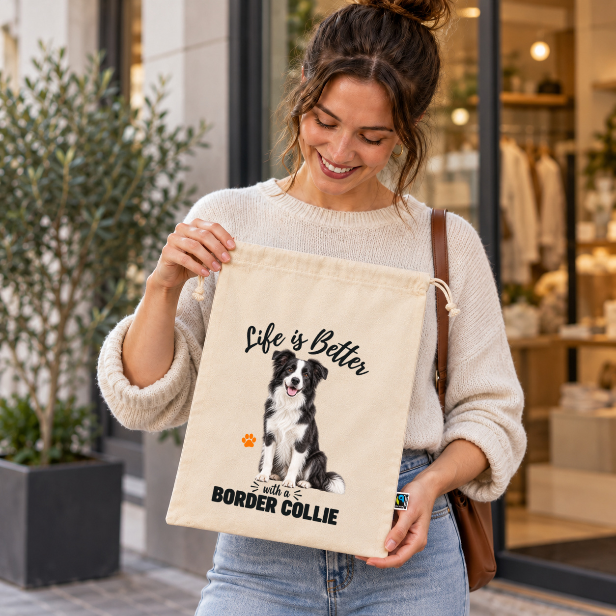 Life is Better with a Border Collie Zuziehbeutel