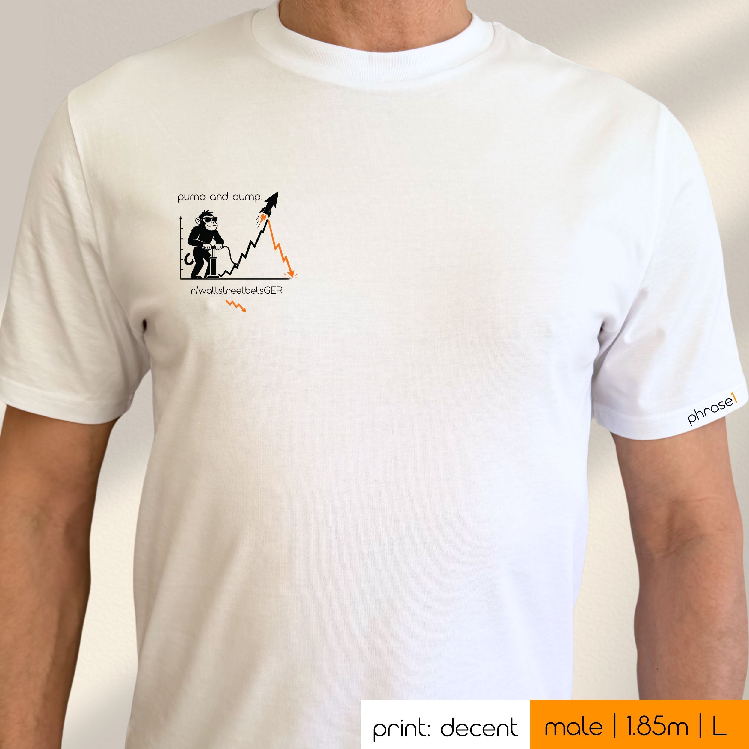Premium T-Shirt mit Spruch "pump and dump" und Visual Premium T-Shirt mit Spruch "pump and dump" und Visual