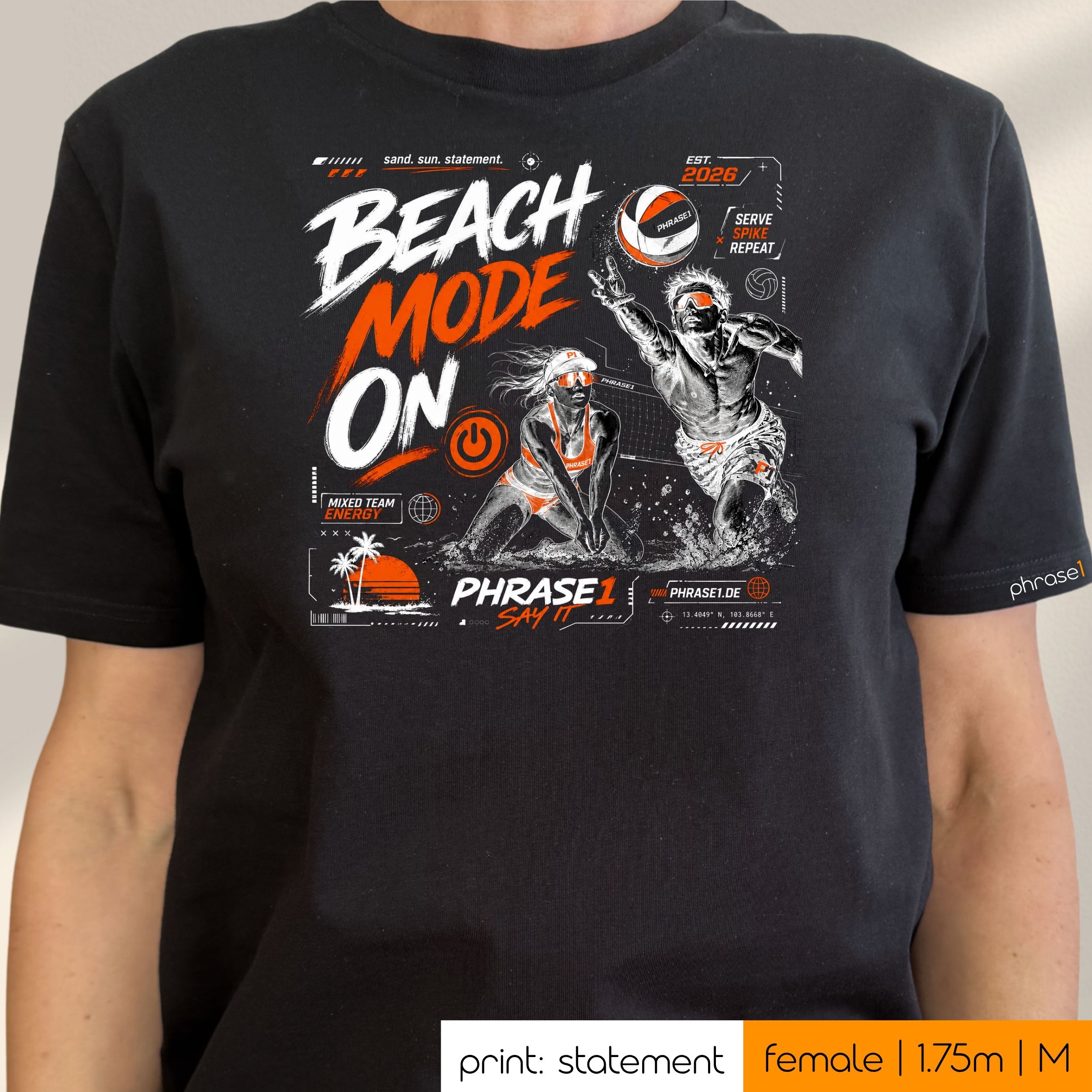 Premium T-Shirt mit Visual "p1 urbans sporstwear - beach mode on" Premium T-Shirt mit Visual "p1 urbans sporstwear - beach mode on"