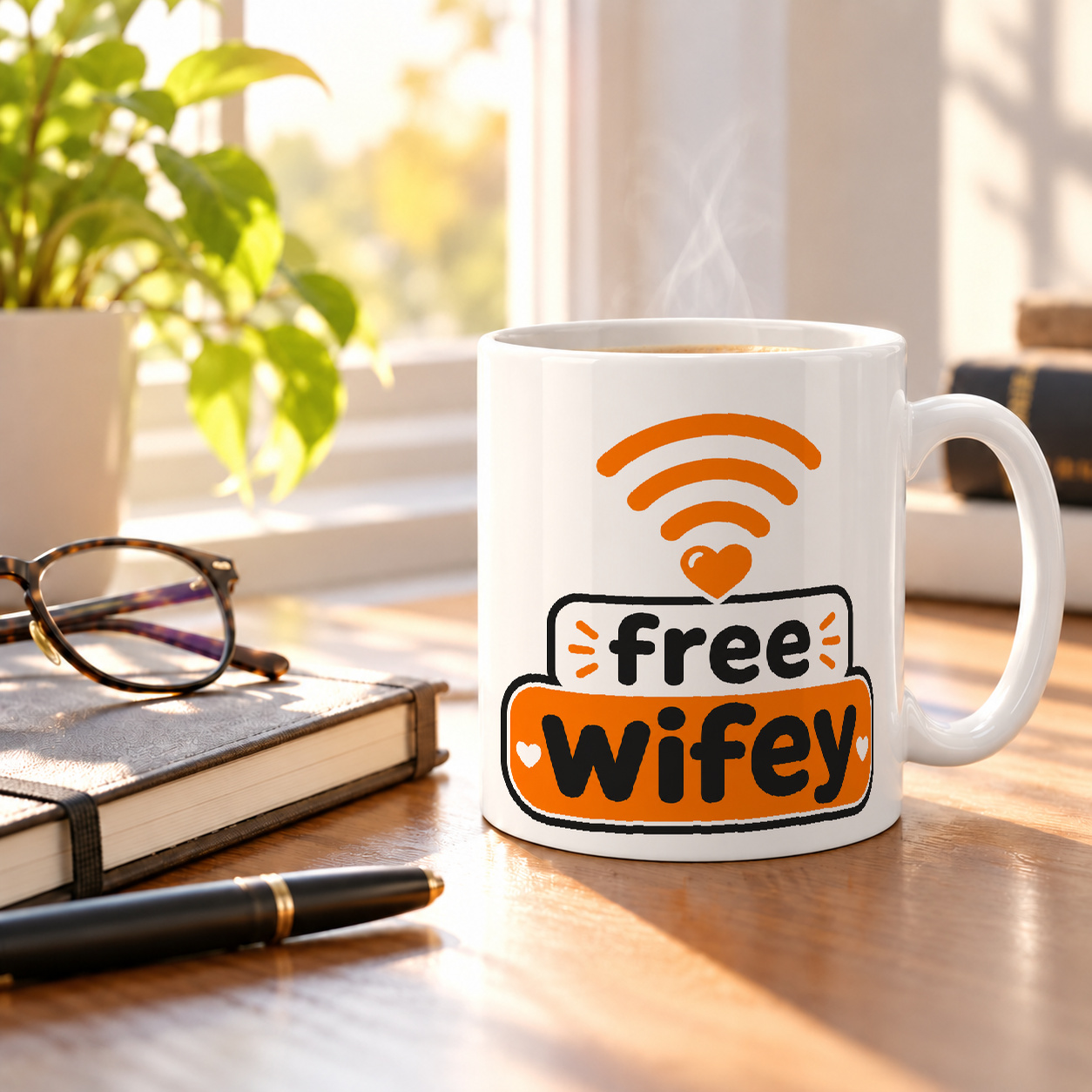 Keramiktasse mit „free wifey.“ Statement Keramiktasse mit „free wifey.“ Statement