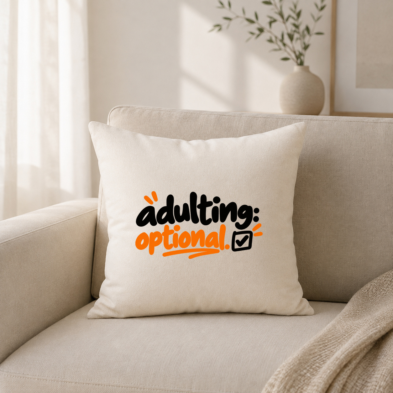 Kissenhülle „adulting optional.“
