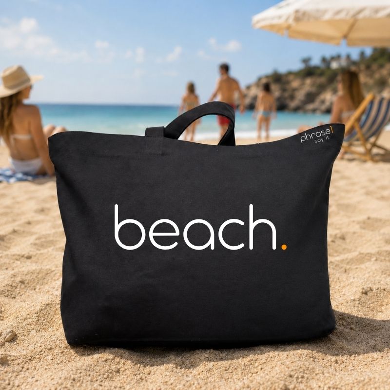 Premium Shopper mit Spruch „beach." Premium Shopper mit Spruch „beach."