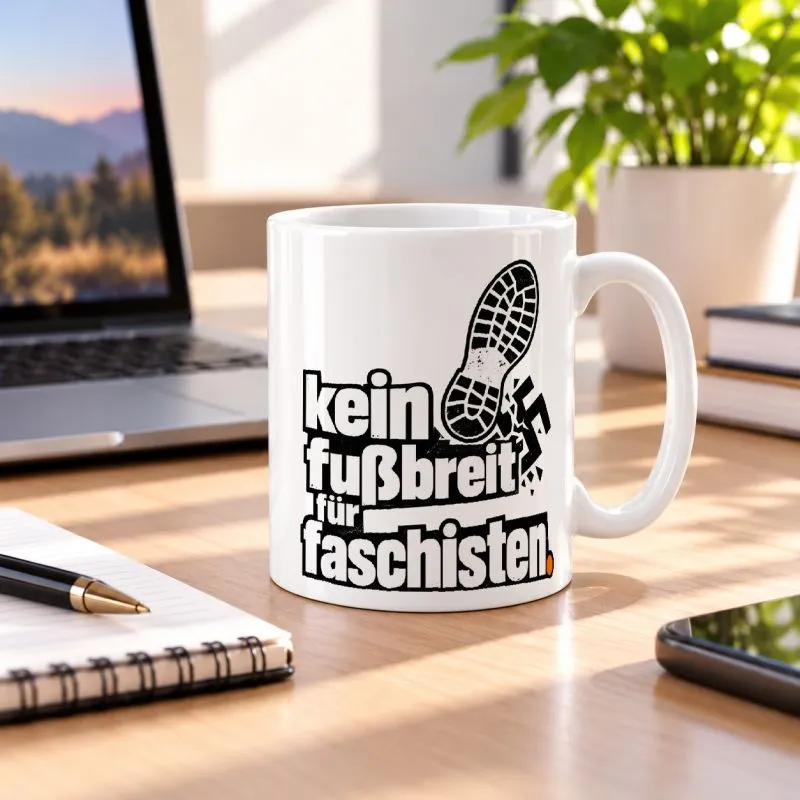 Tasse mit dem Phrase1-Design Kein Fußbreit für Faschisten