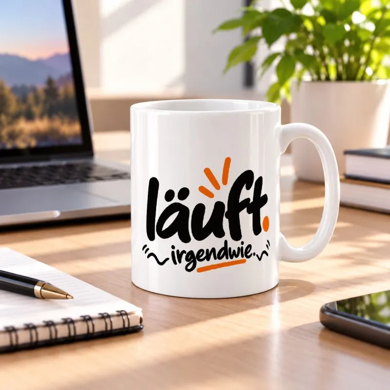 Phrase1-Tasse mit läuft irgendwie