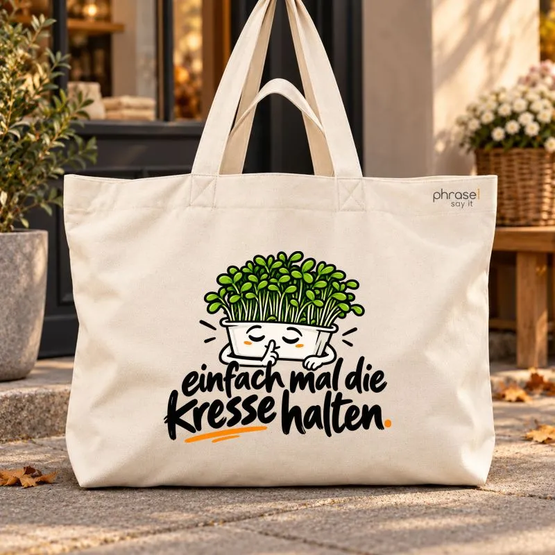 Phrase1-Shopper mit illustriertem Kresse-Motiv