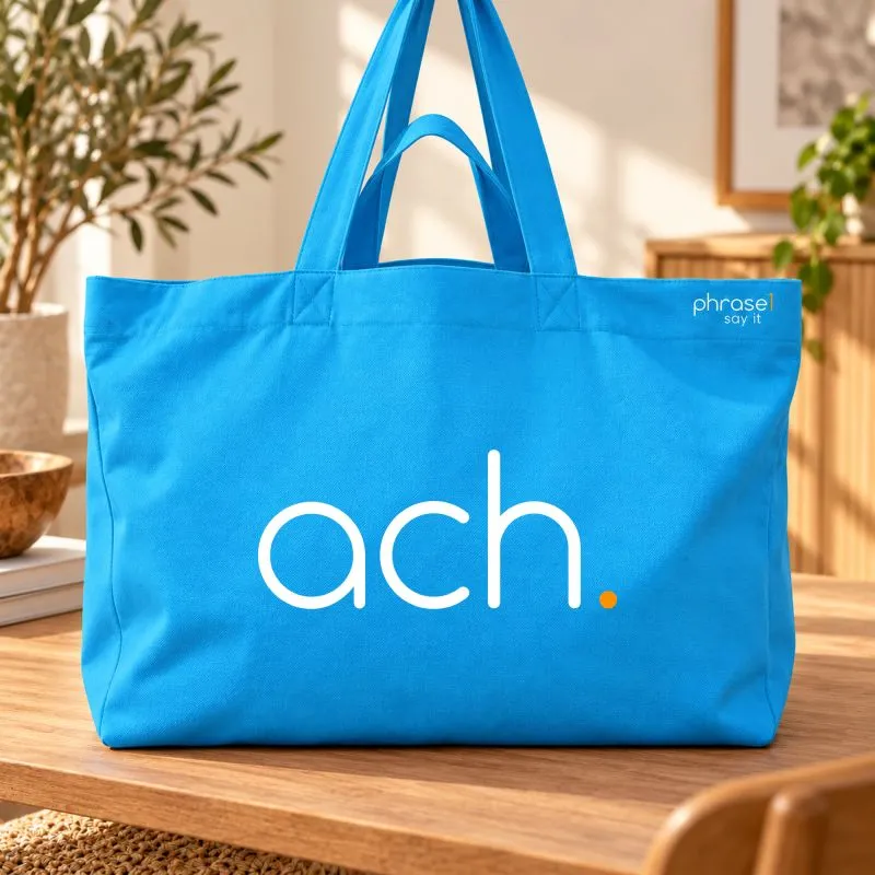 Blauer Phrase1-Shopper mit kurzem Spruch